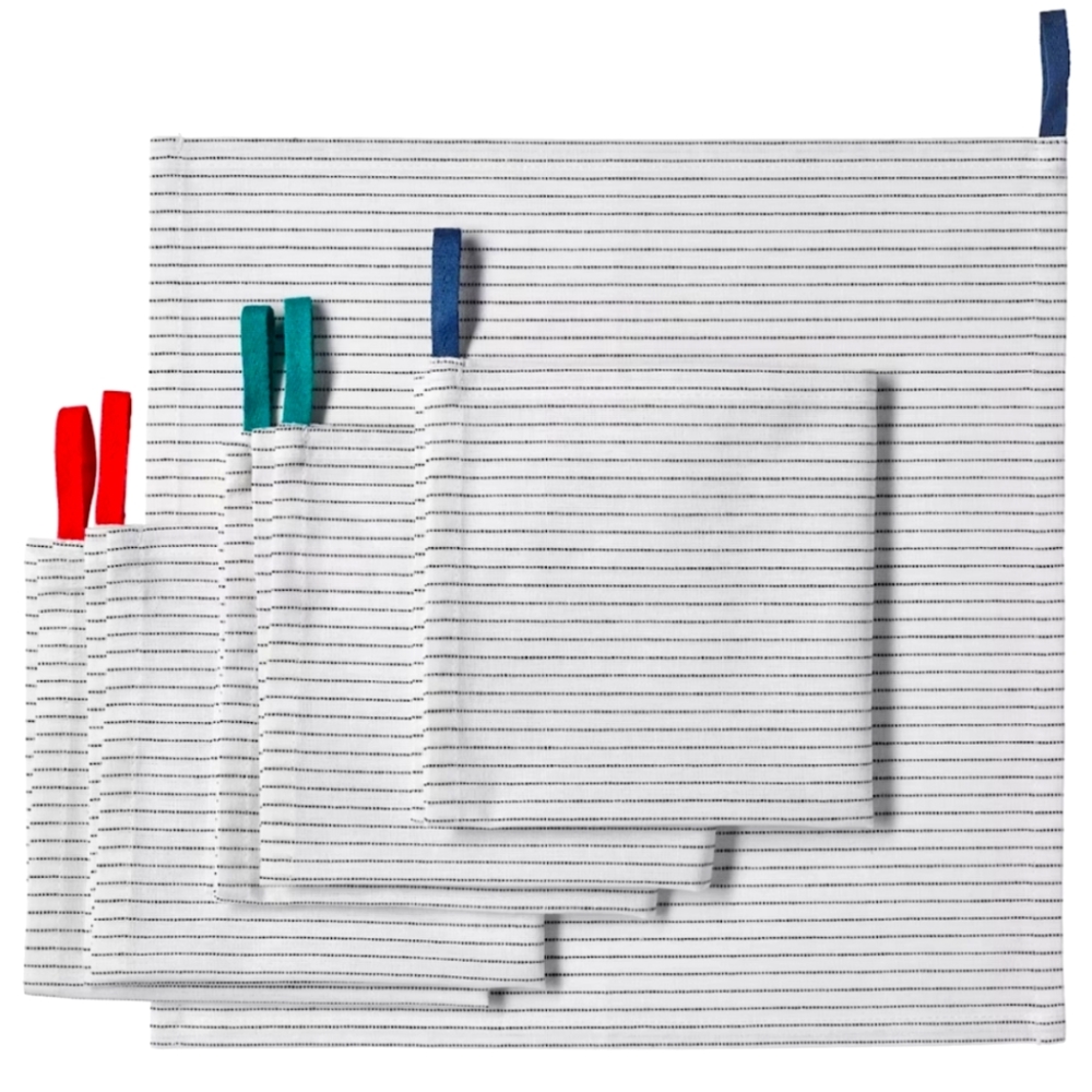 NWT 6 Towels, white/black, 13x13 inch